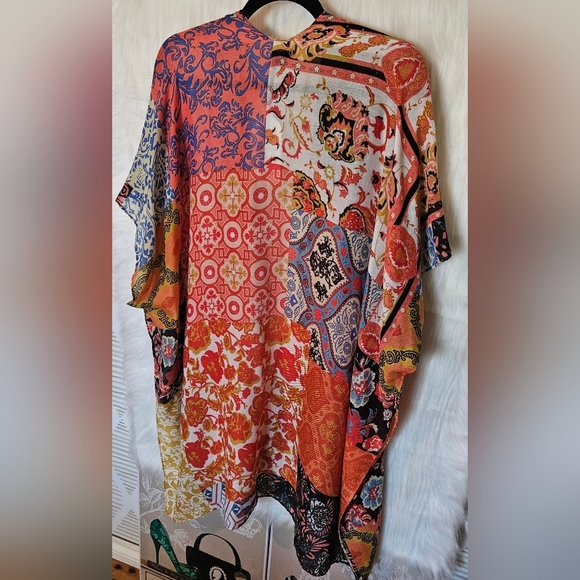 Save The Ocean Relaxed Patch Bohemian Kimono - Picture 4 of 7